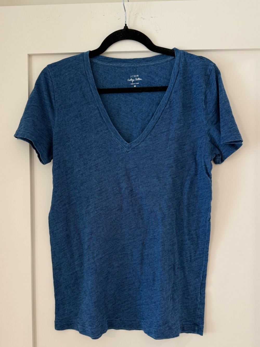 J. Crew Vintage Cotton Blue V-Neck Tee Sz M NWOT